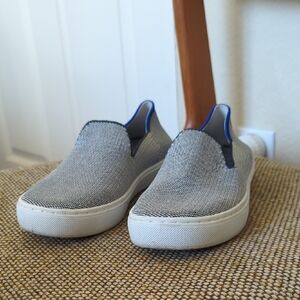 Gray Slip-On Sneakers with Blue Accents